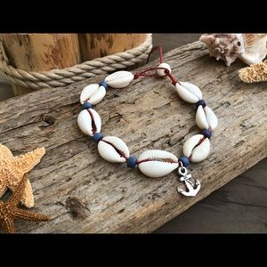 All natural cowrie shell anklet with Bali charm